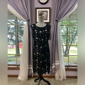 Vera Wang Black Lace Midi Dress